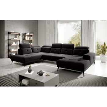Coltar stanga 6 locuri ELTAP, LT-10VE, Bretan, 350x205x107 cm, lemn/poliester, negru