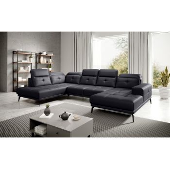 Coltar stanga 6 locuri ELTAP, LT-11SOF, Bretan, 350x205x107 cm, lemn/poliester, negru