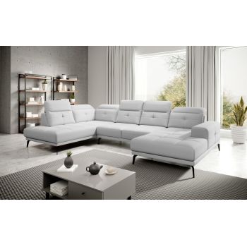 Coltar stanga 6 locuri ELTAP, LT-17SOF, Bretan, 350x205x107 cm, lemn/poliester, alb