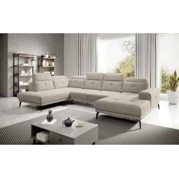 Coltar stanga 6 locuri ELTAP, LT-18SO, Bretan, 350x205x107 cm, lemn/poliester, bej deschis