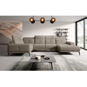 Coltar stanga 6 locuri ELTAP, LT-18VER, Neviro, 350x201x77 cm, lemn/poliester, bej