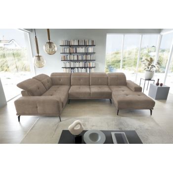 Coltar stanga 6 locuri ELTAP, LT-20LO, Neviro, 350x201x77 cm, lemn/poliester, maro deschis