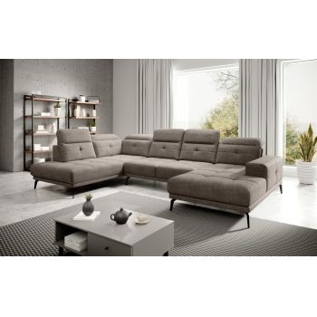 Coltar stanga 6 locuri ELTAP, LT-20MAR, Bretan, 350x205x107 cm, lemn/poliester, bej inchis