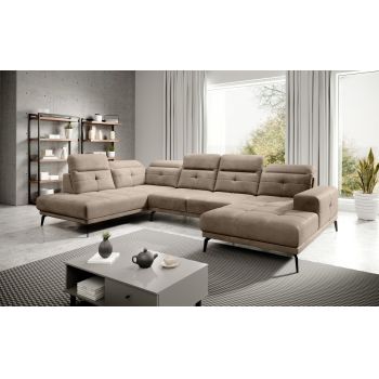 Coltar stanga 6 locuri ELTAP, LT-20NU, Bretan, 350x205x107 cm, lemn/poliester, maro deschis