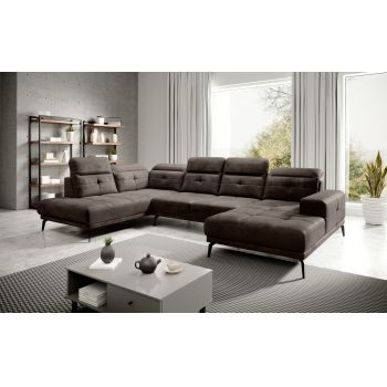 Coltar stanga 6 locuri ELTAP, LT-22NU, Bretan, 350x205x107 cm, lemn/poliester, maro inchis