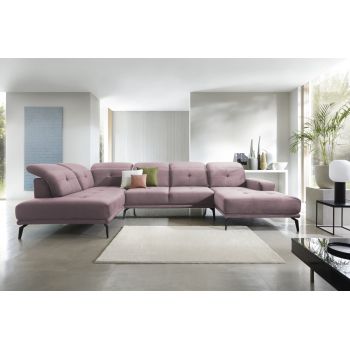 Coltar stanga 6 locuri ELTAP, LT-24LO, Bretan, 350x205x107 cm, lemn/poliester, roz