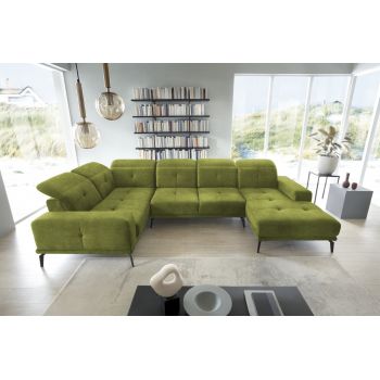 Coltar stanga 6 locuri ELTAP, LT-33LO, Neviro, 350x201x77 cm, lemn/poliester, verde olive