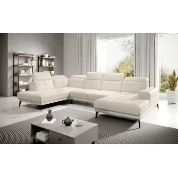 Coltar stanga 6 locuri ELTAP, LT-33SOF, Bretan, 350x205x107 cm, lemn/poliester, bej deschis