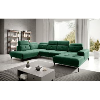 Coltar stanga 6 locuri ELTAP, LT-35LU, Bretan, 350x205x107 cm, lemn/poliester, verde inchis