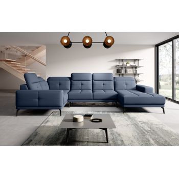 Coltar stanga 6 locuri ELTAP, LT-40GO, Neviro, 350x201x77 cm, lemn/poliester, albastru deschis