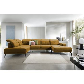Coltar stanga 6 locuri ELTAP, LT-45LO, Bretan, 350x205x107 cm, lemn/poliester, mustar