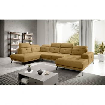 Coltar stanga 6 locuri ELTAP, LT-45NU, Bretan, 350x205x107 cm, lemn/poliester, mustar