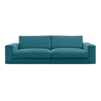 Canapea albastră cu tapițerie din catifea reiată 274 cm Leonard – Bobochic Paris