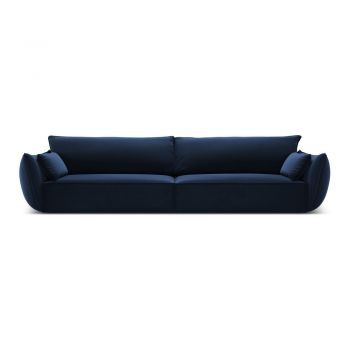 Canapea albastru-închis cu tapițerie din catifea 248 cm Vanda – Mazzini Sofas