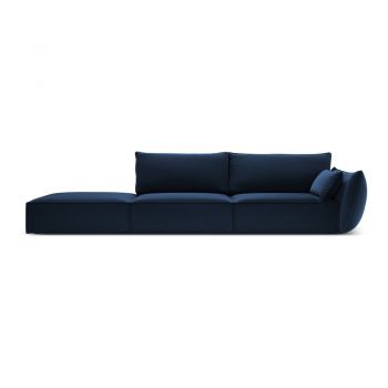 Canapea albastru-închis cu tapițerie din catifea, cu colț pe partea dreaptă 264 cm Vanda – Mazzini Sofas