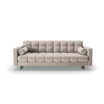 Canapea bej extensibilă, cu spațiu de depozitare cu tapițerie din catifea 222 cm Bali – Cosmopolitan Design