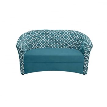 Canapea CAFENEA PRINT fixa, 2 locuri, turcoaz + MZT bleu, 140x65x78 cm