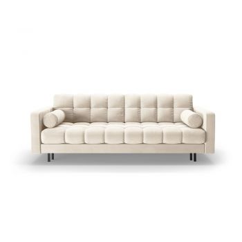 Canapea crem extensibilă, cu spațiu de depozitare cu tapițerie din catifea 222 cm Bali – Cosmopolitan Design
