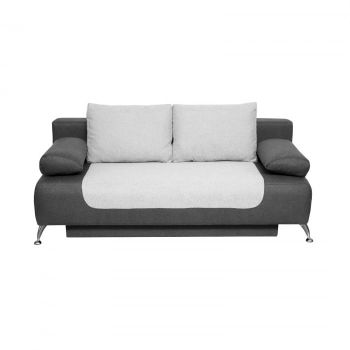 Canapea DARIA extensibila, 3 locuri, cu arcuri si lada depozitare, gri inchis + gri deschis, 195x98x74 cm