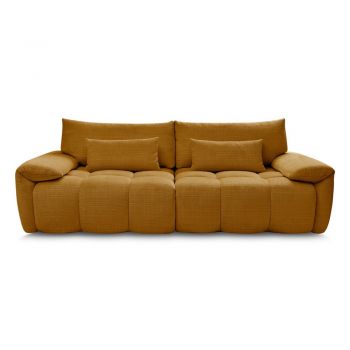 Canapea galben-muștar cu tapițerie din chenille 264 cm Ivane – Bobochic Paris