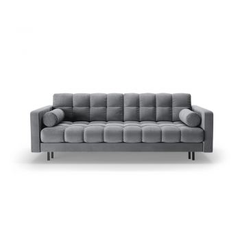 Canapea gri deschis extensibilă, cu spațiu de depozitare cu tapițerie din catifea 222 cm Bali – Cosmopolitan Design