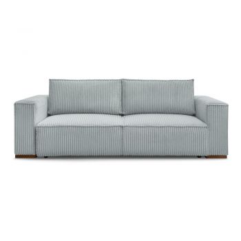 Canapea gri deschis extensibilă/cu spațiu de depozitare cu tapițerie din catifea reiată 244 cm Chelsea – Bobochic Paris