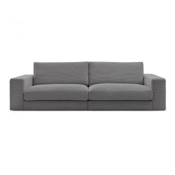 Canapea gri închis cu tapițerie din catifea reiată 274 cm Leonard – Bobochic Paris