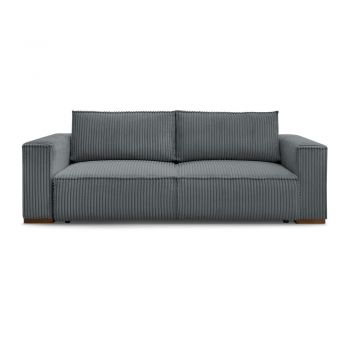 Canapea gri închis extensibilă/cu spațiu de depozitare cu tapițerie din catifea reiată 244 cm Chelsea – Bobochic Paris