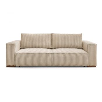 Canapea maro deschis extensibilă/cu spațiu de depozitare cu tapițerie din catifea reiată 244 cm Chelsea – Bobochic Paris