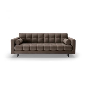 Canapea maro extensibilă, cu spațiu de depozitare cu tapițerie din catifea 222 cm Bali – Cosmopolitan Design