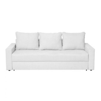 Canapea NICO II 3L extensibila, 3 locuri, cu arcuri si lada depozitare, gri deschis, 220x85x75 cm