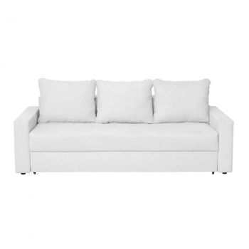 Canapea NICO II 3L extensibila, 3 locuri, cu arcuri si lada depozitare, gri deschis, 220x85x75 cm