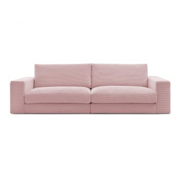 Canapea roz cu tapițerie din catifea reiată 274 cm Leonard – Bobochic Paris