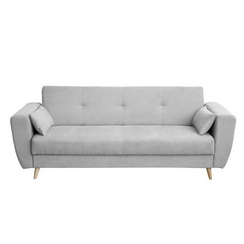 Canapea SIENA extensibila, 3 locuri, cu arcuri si lada depozitare, gri deschis, 230x87x92 cm ieftina