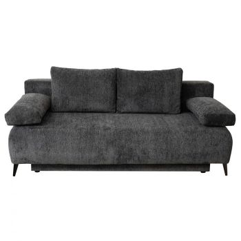 Canapea TIME NEW extensibila, 3 locuri, cu arcuri si lada depozitare, gri inchis, 200x100x90 cm