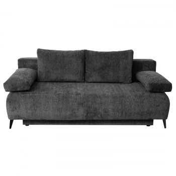 Canapea TIME NEW extensibila, 3 locuri, cu arcuri si lada depozitare, gri inchis, 200x100x90 cm ieftina