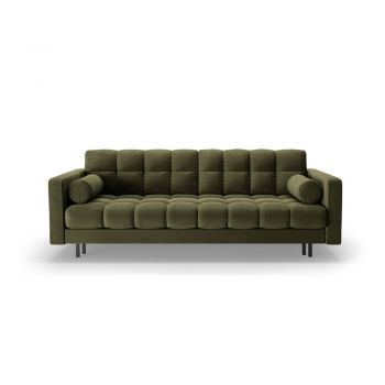 Canapea verde extensibilă, cu spațiu de depozitare cu tapițerie din catifea 222 cm Bali – Cosmopolitan Design