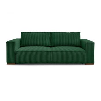 Canapea verde extensibilă/cu spațiu de depozitare cu tapițerie din catifea reiată 244 cm Chelsea – Bobochic Paris