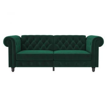 Canapea verde-închis extensibilă cu tapițerie din catifea 236 cm Felix – Støraa
