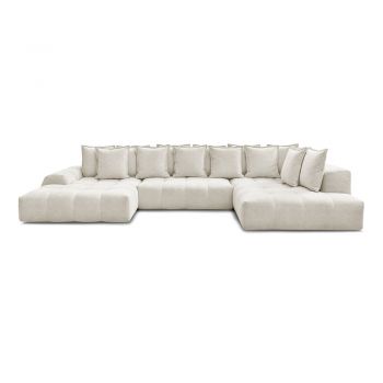 Colțar alb extensibil/cu spațiu de depozitare cu tapițerie din chenille (cu colț pe partea dreaptă/în formă de 