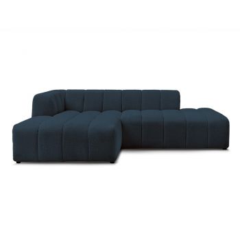 Colțar albastru închis cu tapițerie din țesătură bouclé (cu colț pe partea stângă/cu șezlong) Annecy – Bobochic Paris