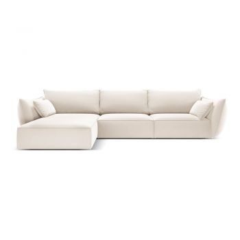 Colțar bej cu tapițerie din catifea (cu colț pe partea stângă, cu șezlong) Vanda – Mazzini Sofas