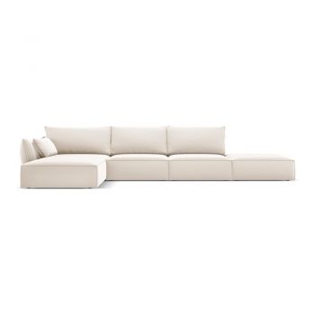 Colțar bej cu tapițerie din catifea (cu colț pe partea stângă, cu șezlong) Vanda – Mazzini Sofas