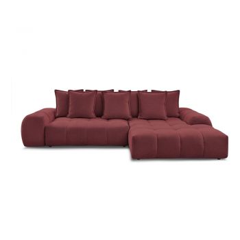 Colțar burgundy extensibil/cu spațiu de depozitare cu tapițerie din chenille (cu colț pe partea dreaptă/cu șezlong) Everest – Bobochic Paris
