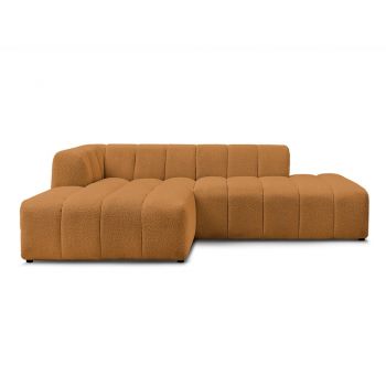 Colțar galben muștar cu tapițerie din țesătură bouclé (cu colț pe partea stângă/cu șezlong) Annecy – Bobochic Paris
