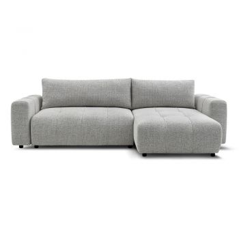 Colțar gri deschis extensibil/cu spațiu de depozitare Arsene – Bobochic Paris