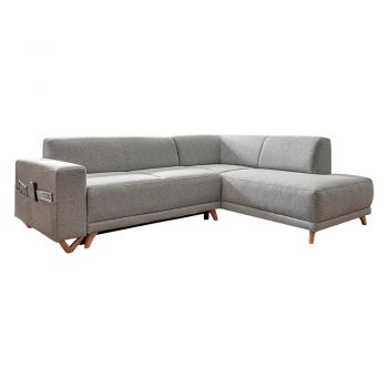Colțar gri deschis extensibil/cu spațiu de depozitare (cu colț pe partea dreaptă/în formă de ”L”) Classy Sophie – Miuform