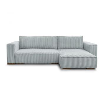 Colțar gri deschis extensibil/cu spațiu de depozitare cu tapițerie din catifea reiată Chelsea – Bobochic Paris