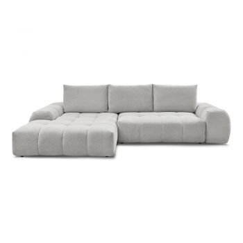 Colțar gri deschis extensibil/cu spațiu de depozitare cu tapițerie din chenille (cu colț pe partea stângă/cu șezlong) Everest – Bobochic Paris