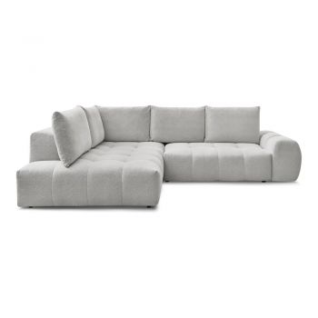 Colțar gri deschis extensibil/cu spațiu de depozitare cu tapițerie din chenille (cu colț pe partea stângă/în formă de ”L”) Everest – Bobochic Paris